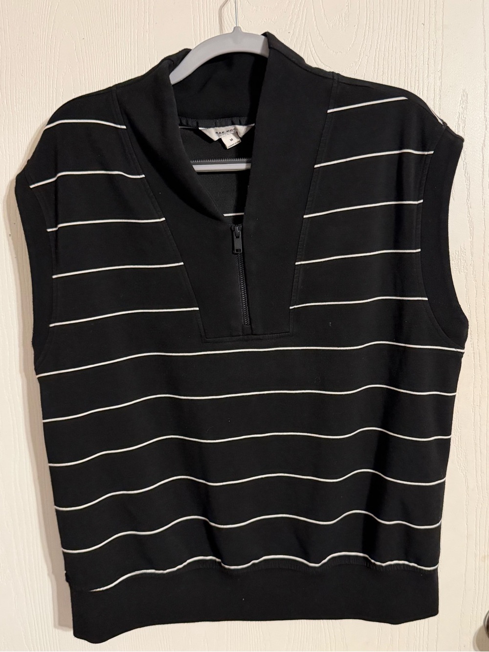 Size M Rae Mode Modal Scuba Stripe V-Neck Sleeveless Half-Zip